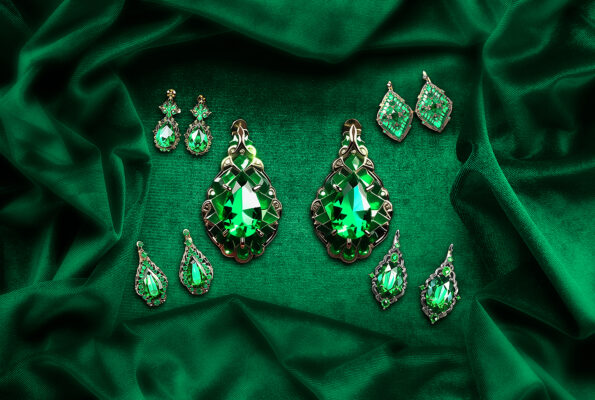 emerald gemstone earring collage