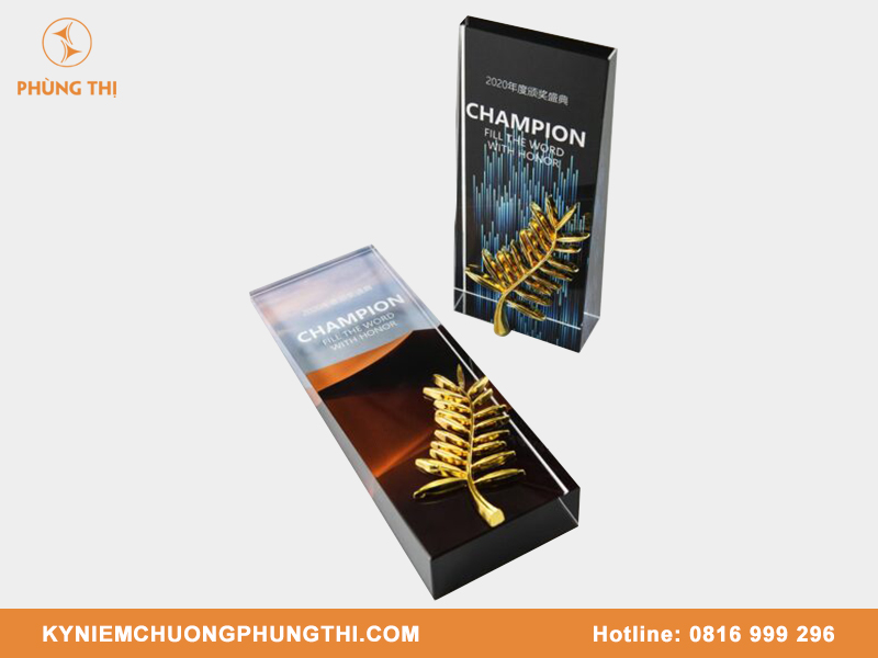 In cúp lưu niệm pha lê theo yêu cầu