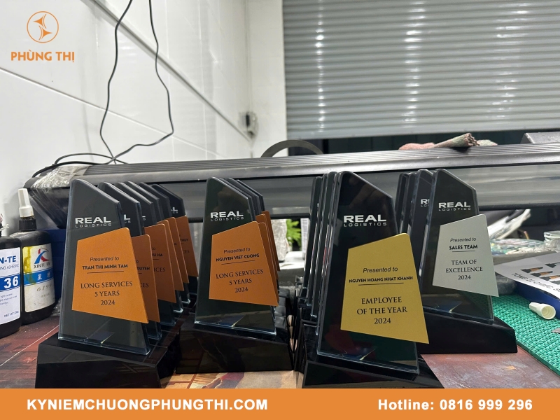 Thiết kế kỷ niệm chương thuỷ tinh