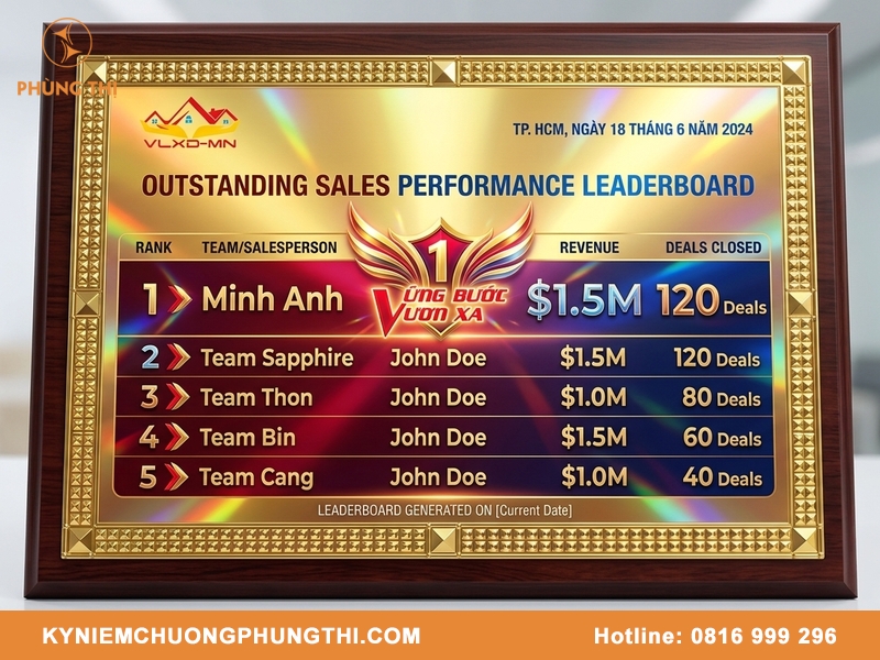 Bảng vinh danh sales xuất sắc đẹp & ý nghĩa cho doanh nghiệp Bảng vinh danh sales xuất sắc